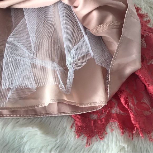 ELIZA J Lace Midi Dress Sleeveless A-Line V Neckline Dusty Coral Red Size 6 NWOT - Picture 11 of 16